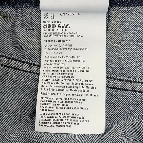 Miu Miu Distressed Denim Mini Skirt With Red & Blue Studded Pocket Accents - Picture 8 of 9